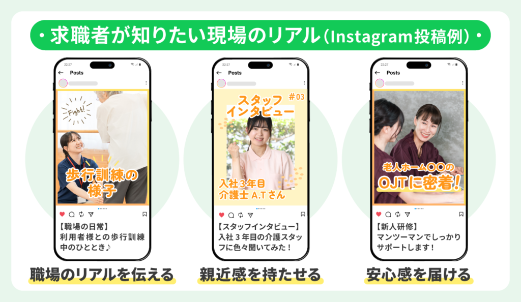介護施設の採用に活用するInstagram投稿の例
